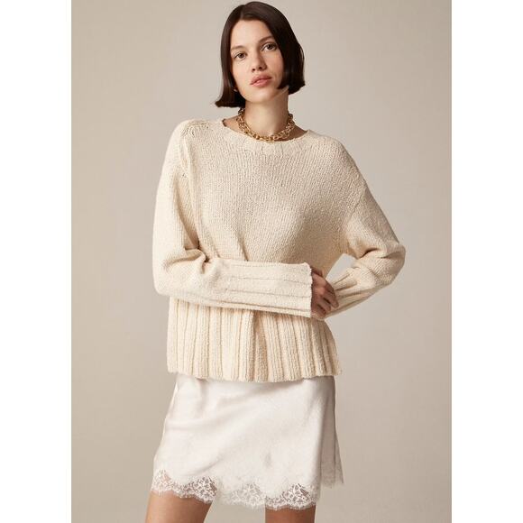 J Crew Marina Sweater XXS White Cream NWT Textured CG819...